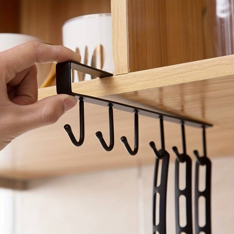 1pc 6-Hook Under Cabinet Organizer Rack