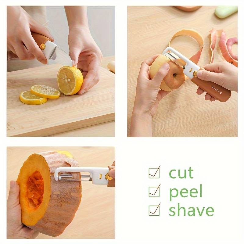 (Set of 2) 2 in 1 Stainless Steel Fruit Knife Multifunctional Peeler