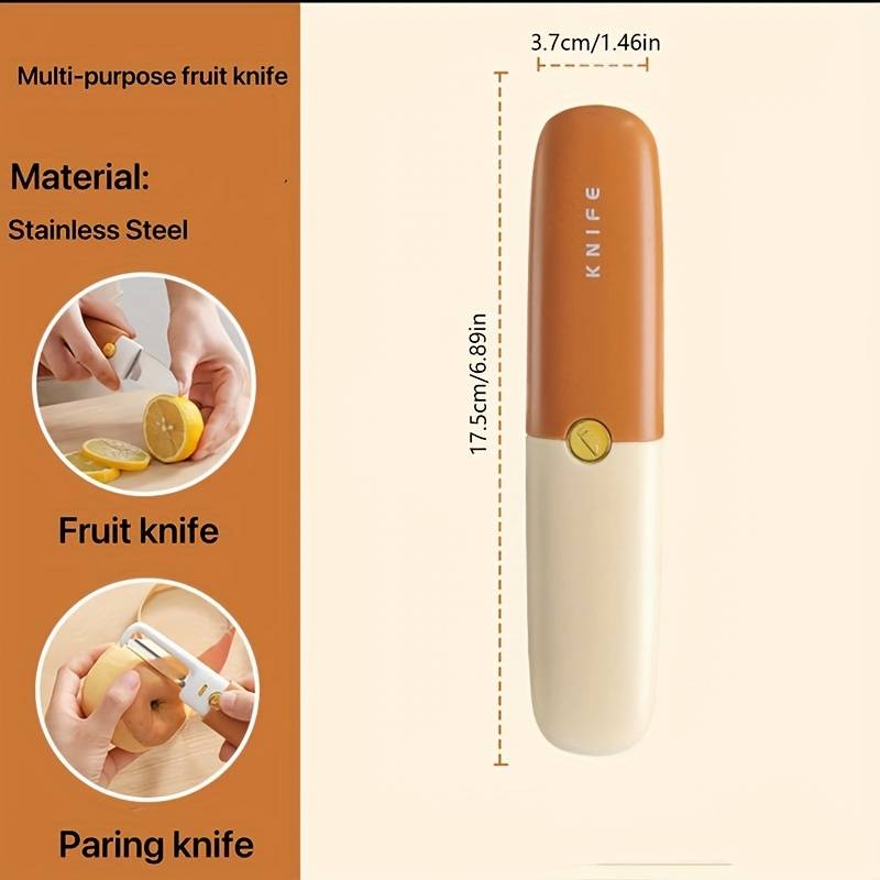 (Set of 2) 2 in 1 Stainless Steel Fruit Knife Multifunctional Peeler